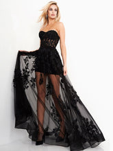 Black Gothic Wedding Dresses A-Line Floor-Length Strapless Neck Sleeveless Lace Bridal Gown